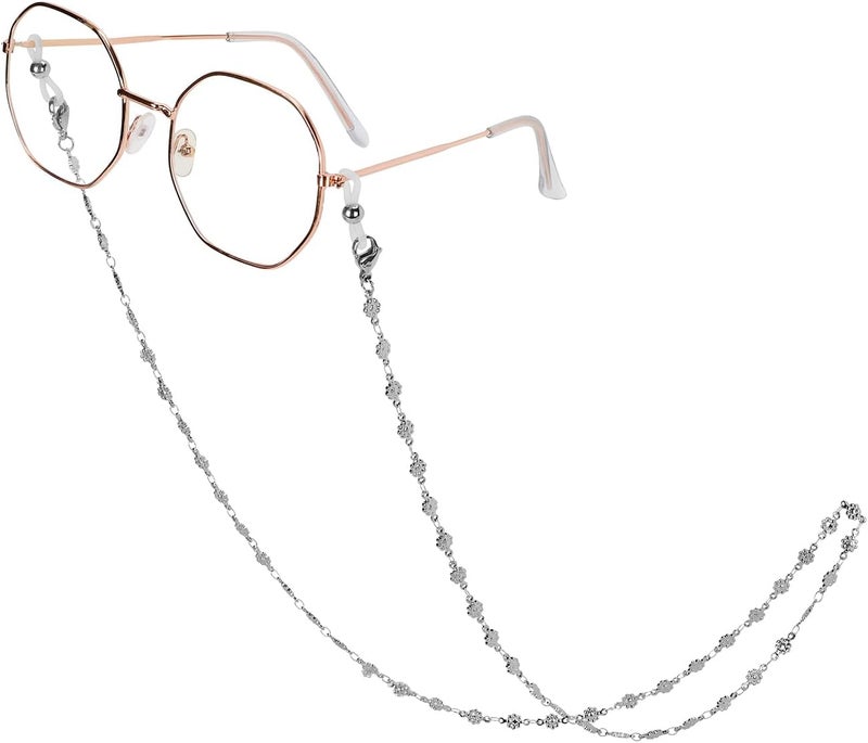 Hongeely Eyeglass Chain Silver Stainless Steel Handmade Necklace for Reading Glasses Sunglass Beaded Chains for Men Women - Image 1